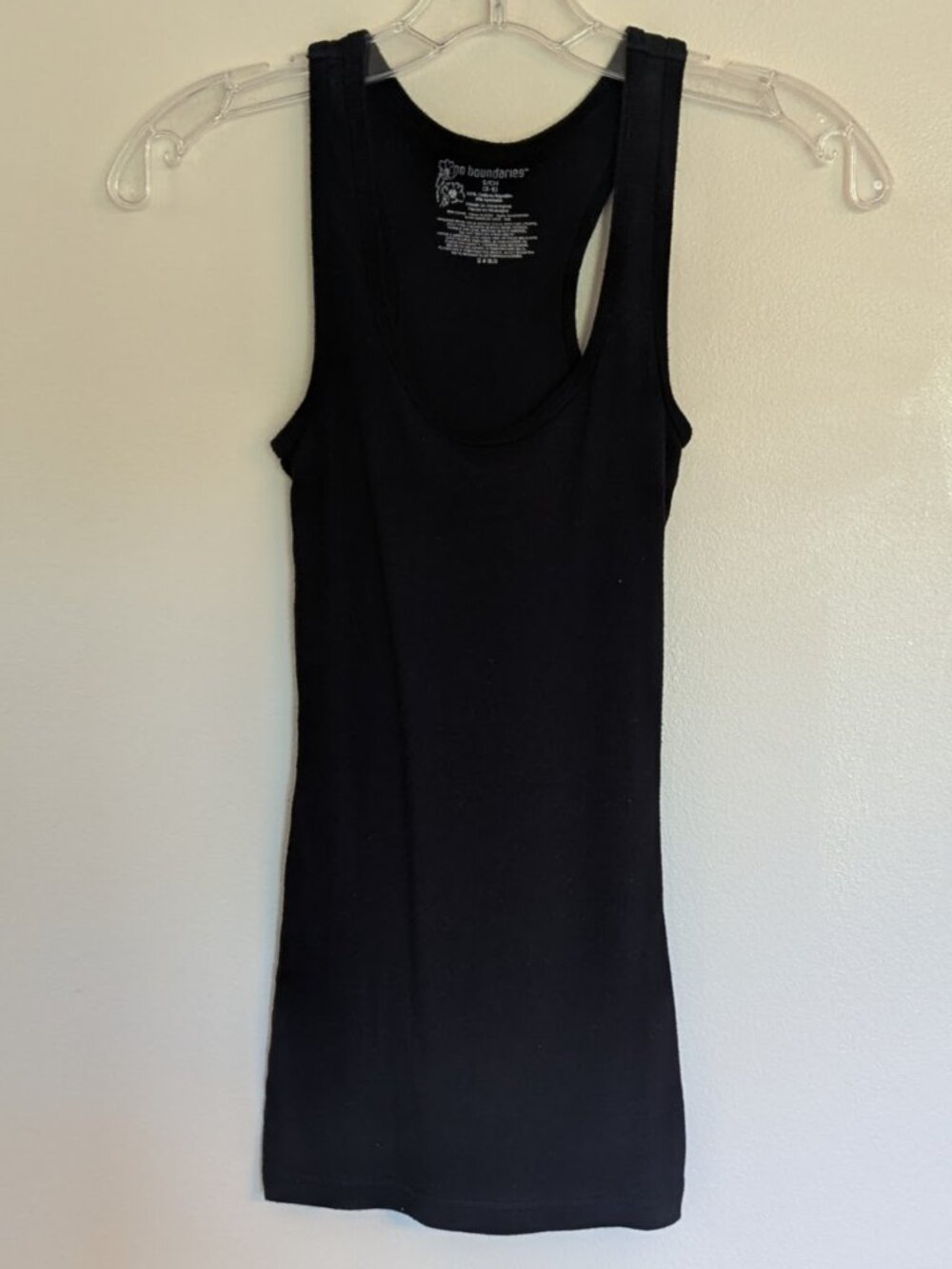 No Boundaries Women's Scoop Neck, Ribbed Black Tank Top | Size Small (3-5)